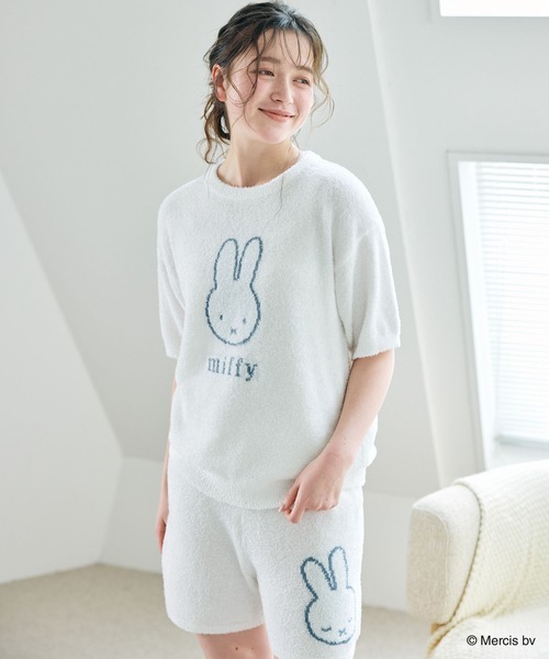 Miffy（ ミッフィー）の「【miffy/ミッフィー】もちふわsleepソフトエアニット半袖トップスルームウェア◆別注◆上下別売り（ルームウェア/パジャマ・レディース・チャコールグレー/オフホワイト/ピンク/アイボリー/ライトグリーン/グレー/ベビーピンク・LL/3L/M/L）」の8枚目の写真