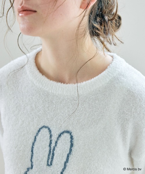Miffy（ ミッフィー）の「【miffy/ミッフィー】もちふわsleepソフトエアニット半袖トップスルームウェア◆別注◆上下別売り（ルームウェア/パジャマ・レディース・チャコールグレー/オフホワイト/ピンク/アイボリー/ライトグリーン/グレー/ベビーピンク・LL/3L/M/L）」の11枚目の写真