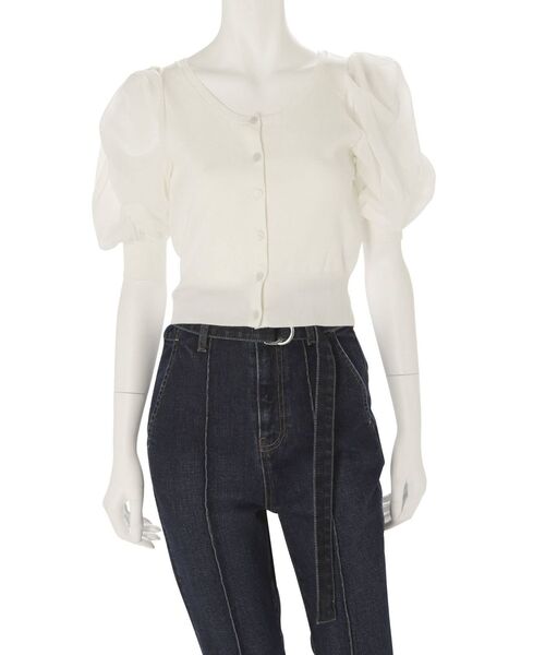 MERCURYDUO（マーキュリーデュオ）の「パワショルニットカーディガン（カーディガン/ボレロ・レディース・オフホワイト/ブラック/ベージュ・FREE）」の9枚目の写真