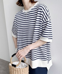 サイドスリットボーダー半袖Tシャツ