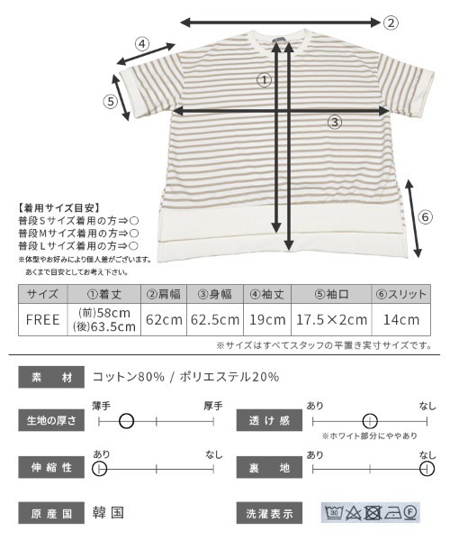 reca(レカ)の「サイドスリットボーダー半袖Tシャツ(Tシャツ/カットソー・レディース・ホワイト×ブラック/ブラック×ホワイト/ホワイト系その他/ネイビー・FREE)」の5枚目の写真