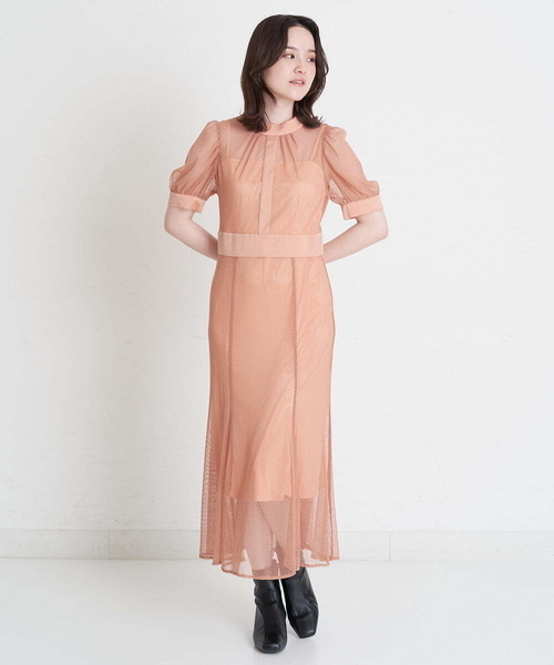 A de a.v.v（アードアー・ヴェ・ヴェ）の「チュールマーメイドワンピ―ス（ドレス・レディース・ブラック/ピンク/アイボリー・38/36）」の6枚目の写真