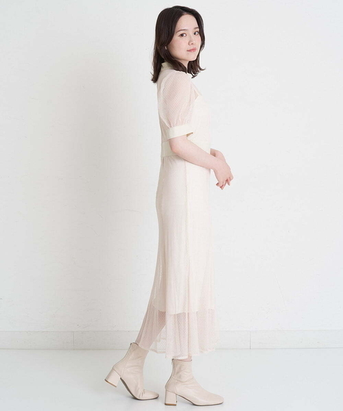 A de a.v.v（アードアー・ヴェ・ヴェ）の「チュールマーメイドワンピ―ス（ドレス・レディース・ブラック/ピンク/アイボリー・38/36）」の4枚目の写真