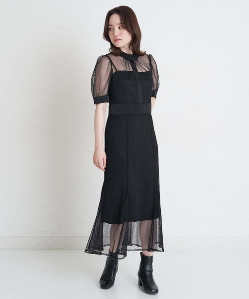 A de a.v.v（アードアー・ヴェ・ヴェ）の「チュールマーメイドワンピ―ス（ドレス・レディース・ブラック/ピンク/アイボリー・38/36）」の11枚目の写真