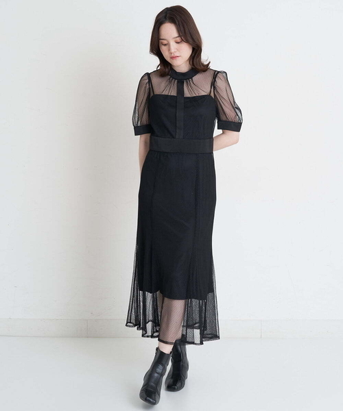 A de a.v.v（アードアー・ヴェ・ヴェ）の「チュールマーメイドワンピ―ス（ドレス・レディース・ブラック/ピンク/アイボリー・38/36）」の17枚目の写真