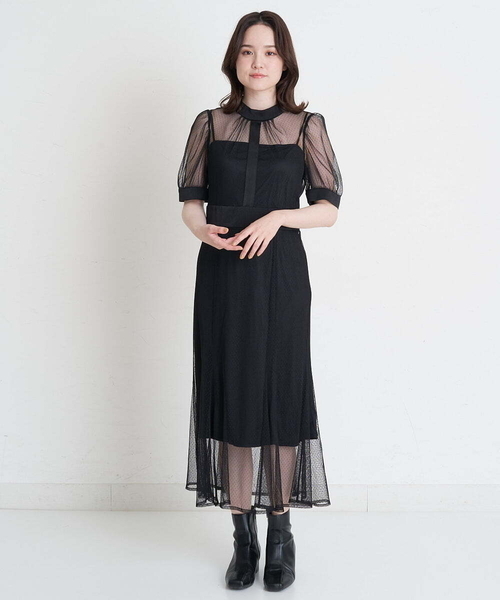 A de a.v.v（アードアー・ヴェ・ヴェ）の「チュールマーメイドワンピ―ス（ドレス・レディース・ブラック/ピンク/アイボリー・38/36）」の9枚目の写真