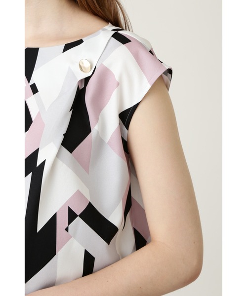 ピンキー＆ダイアン◇カラーブロックプリントブラウス ミント 38  