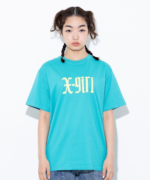 X-girl（エックスガール）の「RADICAL LOGO S/S TEE（Tシャツ/カットソー・レディース・ホワイト/ブラック/グリーン・S/M/L/XL）」の4枚目の写真