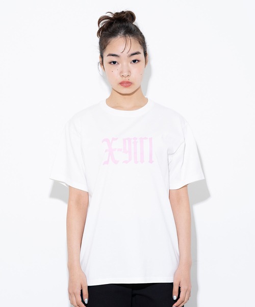 X-girl（エックスガール）の「RADICAL LOGO S/S TEE（Tシャツ/カットソー・レディース・ホワイト/ブラック/グリーン・S/M/L/XL）」の7枚目の写真