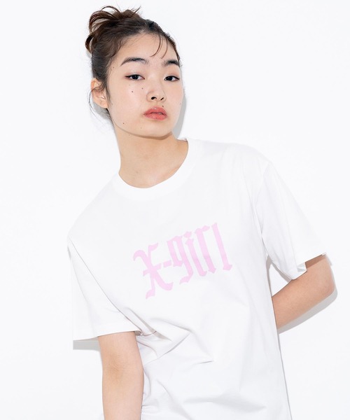 X-girl（エックスガール）の「RADICAL LOGO S/S TEE（Tシャツ/カットソー・レディース・ホワイト/ブラック/グリーン・S/M/L/XL）」の21枚目の写真