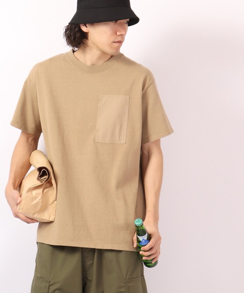 nappalm(ナップパーム)の「BNS original 布帛切替半袖Tシャツ(Tシャツ/カットソー・メンズ・ベージュ/ネイビー/オリーブ/ホワイト・FREE)」の1枚目の写真