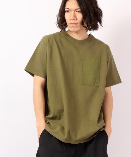 nappalm(ナップパーム)の「BNS original 布帛切替半袖Tシャツ(Tシャツ/カットソー・メンズ・ベージュ/ネイビー/オリーブ/ホワイト・FREE)」の3枚目の写真