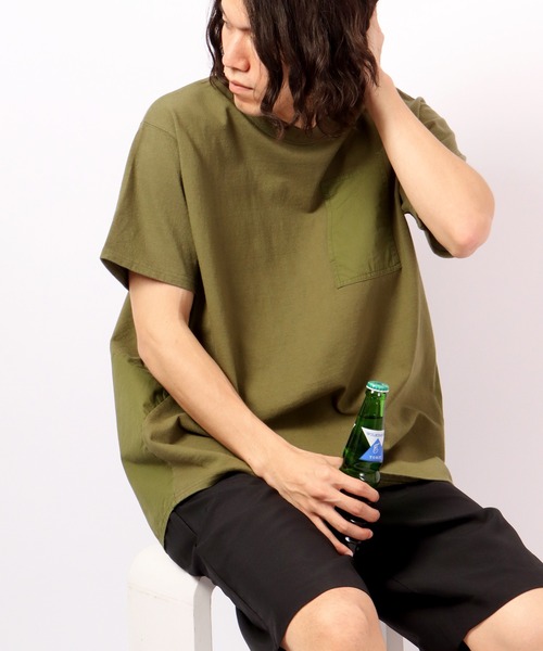 nappalm(ナップパーム)の「BNS original 布帛切替半袖Tシャツ(Tシャツ/カットソー・メンズ・ベージュ/ネイビー/オリーブ/ホワイト・FREE)」の5枚目の写真