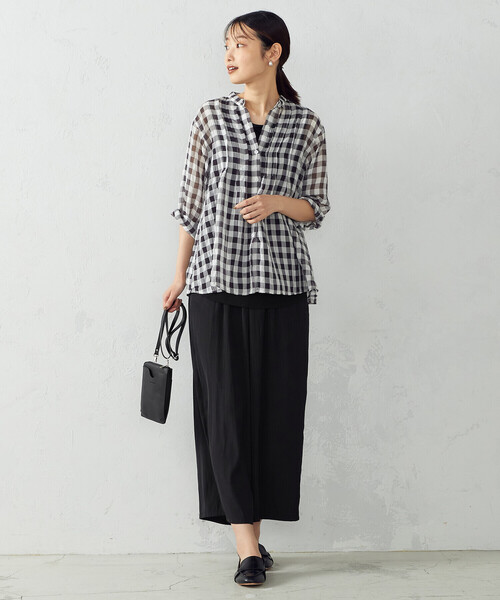 Comme　Ca　Mature（コムサマチュア）の「＜ウォッシャブル＞セミワイドパンツ（その他パンツ・レディース・ブラック/ネイビー・FREE）」の7枚目の写真