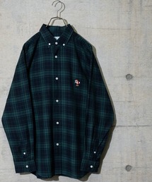 Limited Line Naive Magic | 【a】〔PETTYWOLF〕ワンポイント刺繍 オーバーサイズ ツイルチェック BDシャツ　長袖(シャツ/ブラウス)