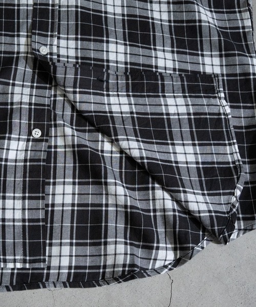 Limited Line Naive Magic(リミテッドラインナイーブマジック)の「【a】〔PETTYWOLF〕ワンポイント刺繍 オーバーサイズ ツイルチェック BDシャツ 長袖(シャツ/ブラウス・メンズ・ブラック/ネイビー・MEDIUM/LARGE)」の16枚目の写真