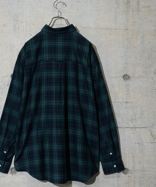 Limited Line Naive Magic(リミテッドラインナイーブマジック)の「【a】〔PETTYWOLF〕ワンポイント刺繍 オーバーサイズ ツイルチェック BDシャツ 長袖(シャツ/ブラウス・メンズ・ブラック/ネイビー・MEDIUM/LARGE)」の18枚目の写真