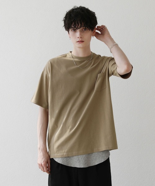 ASTRONOMY(アストロノミー)の「【2点セット】天竺カットソー×ワッフルタンクアンサンブル(Tシャツ/カットソー・メンズ・グレー/ベージュ/サックスブルー/ホワイト/ブラック/グリーン・M/L)」の5枚目の写真