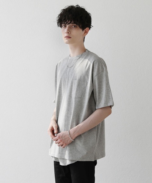 ASTRONOMY(アストロノミー)の「【2点セット】天竺カットソー×ワッフルタンクアンサンブル(Tシャツ/カットソー・メンズ・グレー/ベージュ/サックスブルー/ホワイト/ブラック/グリーン・M/L)」の4枚目の写真