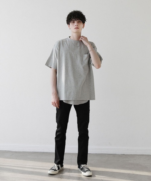 ASTRONOMY(アストロノミー)の「【2点セット】天竺カットソー×ワッフルタンクアンサンブル(Tシャツ/カットソー・メンズ・グレー/ベージュ/サックスブルー/ホワイト/ブラック/グリーン・M/L)」の11枚目の写真