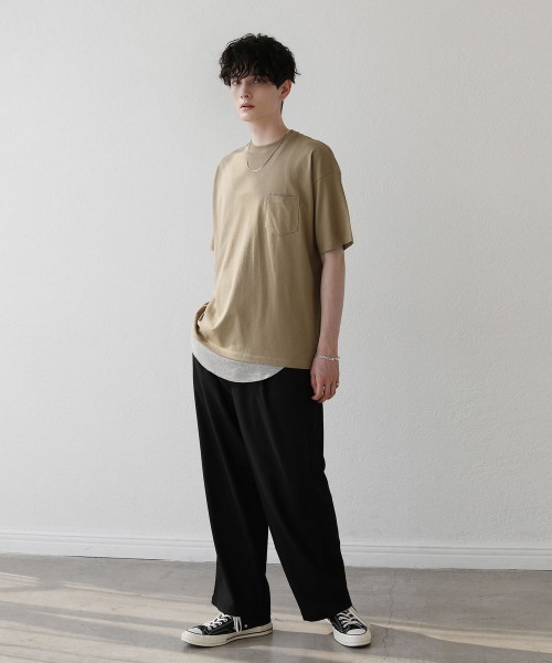 ASTRONOMY(アストロノミー)の「【2点セット】天竺カットソー×ワッフルタンクアンサンブル(Tシャツ/カットソー・メンズ・グレー/ベージュ/サックスブルー/ホワイト/ブラック/グリーン・M/L)」の13枚目の写真