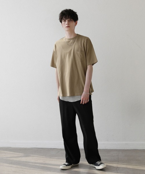 ASTRONOMY(アストロノミー)の「【2点セット】天竺カットソー×ワッフルタンクアンサンブル(Tシャツ/カットソー・メンズ・グレー/ベージュ/サックスブルー/ホワイト/ブラック/グリーン・M/L)」の14枚目の写真