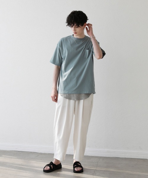ASTRONOMY(アストロノミー)の「【2点セット】天竺カットソー×ワッフルタンクアンサンブル(Tシャツ/カットソー・メンズ・グレー/ベージュ/サックスブルー/ホワイト/ブラック/グリーン・M/L)」の19枚目の写真