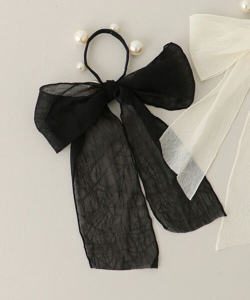MAJESTIC LEGON（マジェスティックレゴン）の「パールリボンヘアアクセ（ヘアゴム・レディース・ブラック/アイボリー・FREE）」の2枚目の写真
