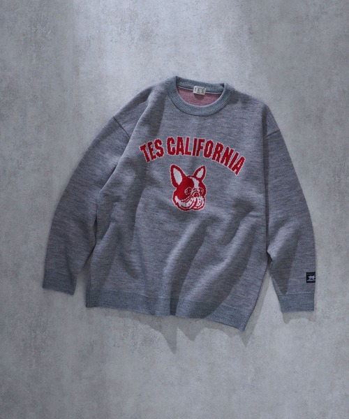 The Endless Summer（エンドレスサマー）の「TES COLLEGE BUHI CREWNECK KNIT / クルーネックニット（ニット/セーター・メンズ・ブラック/グリーン/グレー/ブルー/ネイビー・X-LARGE/SMALL/MEDIUM/LARGE）」の7枚目の写真