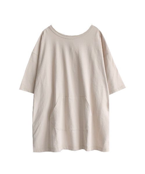 e-zakkamania stores(イーザッカマニアストアーズ)の「2way ヘンリーネック ポケットTEE(Tシャツ/カットソー・レディース・グレイッシュベージュ/ワイン/チャコール・フリー)」の5枚目の写真