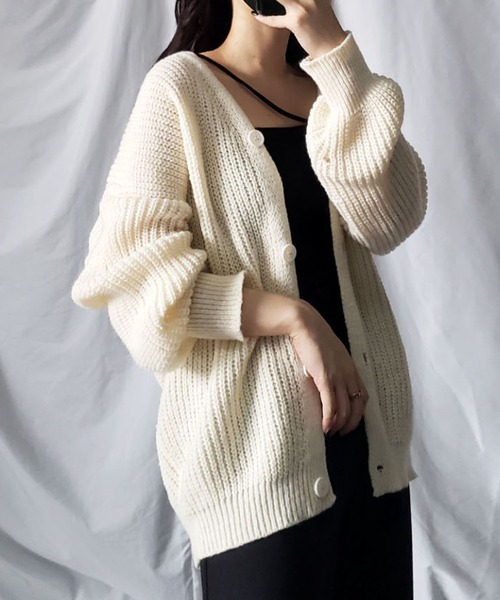 me+em select（ミームセレクト）の「※※ローゲージボリュームカラーニットカーディガン（カーディガン/ボレロ・レディース・ベージュ/ブラウン/ピンク/イエロー・FREE）」の12枚目の写真