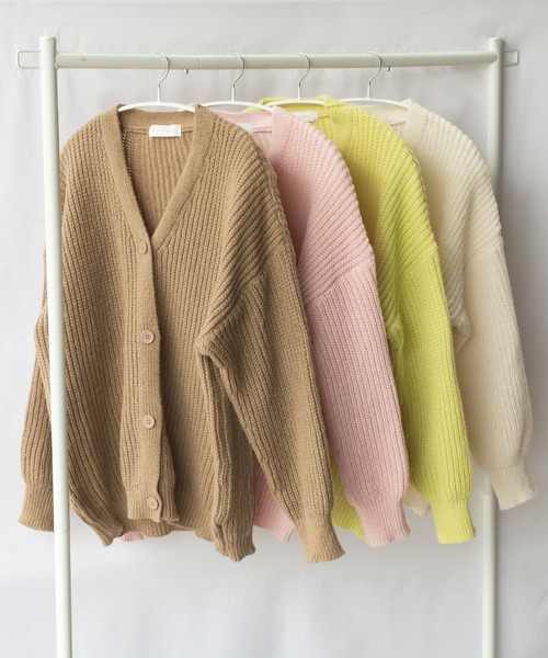 me+em select（ミームセレクト）の「※※ローゲージボリュームカラーニットカーディガン（カーディガン/ボレロ・レディース・ベージュ/ブラウン/ピンク/イエロー・FREE）」の10枚目の写真