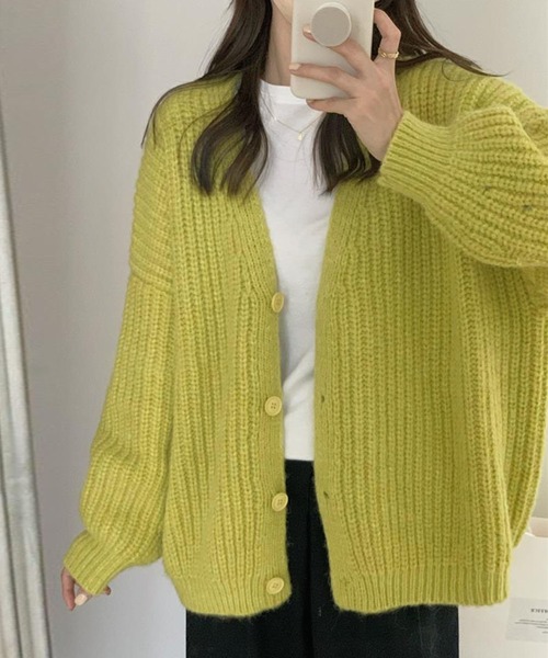 me+em select（ミームセレクト）の「※※ローゲージボリュームカラーニットカーディガン（カーディガン/ボレロ・レディース・ベージュ/ブラウン/ピンク/イエロー・FREE）」の21枚目の写真