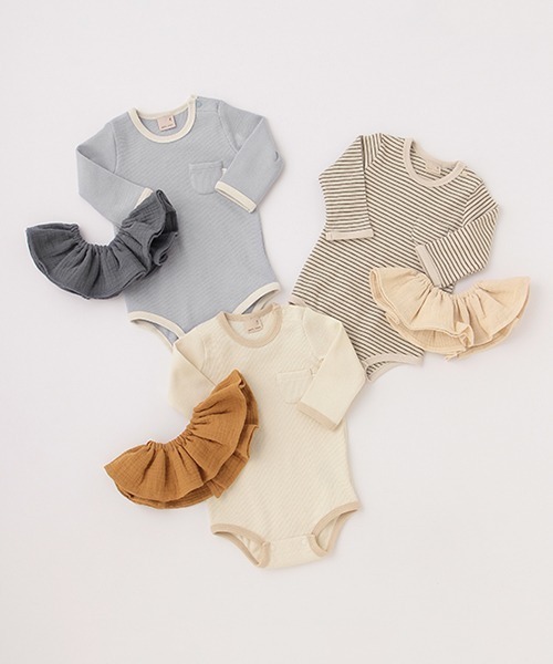 petit main（プティマイン）の「【オーガニック】スタイつきロンパース（ロンパース・キッズ・モカ/ブルーグレー/アイボリー・80ｃｍ/70cm）」の14枚目の写真