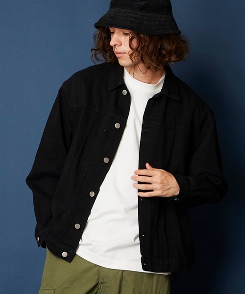 unrelaxing（アンリラクシング）の「オーバーサイズビッグシルエットデニムジャケット（デニムジャケット・メンズ・ライトブルー/ブラック/ブルー/スミクロ・FREE）」の2枚目の写真