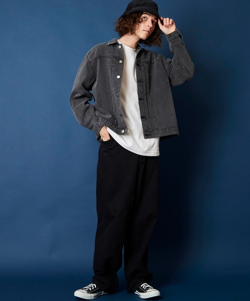 unrelaxing（アンリラクシング）の「オーバーサイズビッグシルエットデニムジャケット（デニムジャケット・メンズ・ライトブルー/ブラック/ブルー/スミクロ・FREE）」の8枚目の写真