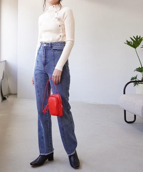 IAMUSE(アイアミューズ)の「ボタンデザインニット S0357【IAMUSE】(ニット/セーター・レディース・グレー/ベージュ/アイボリー/ブラック/ブルーグレー・FREE)」の14枚目の写真