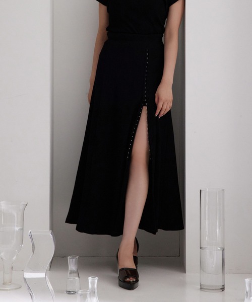 ANDGEEBEE（アンジービー）の「ホックスリットリブスカート（スカート・レディース・ネイビー/ブラック・MEDIUM）」の2枚目の写真