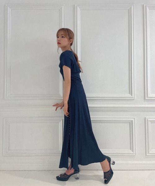 ANDGEEBEE（アンジービー）の「ホックスリットリブスカート（スカート・レディース・ネイビー/ブラック・MEDIUM）」の9枚目の写真