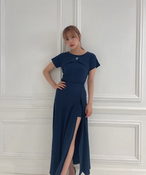 ANDGEEBEE（アンジービー）の「ホックスリットリブスカート（スカート・レディース・ネイビー/ブラック・MEDIUM）」の13枚目の写真