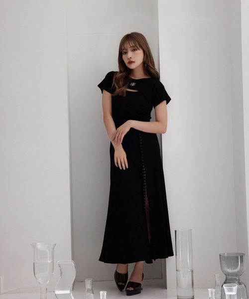 ANDGEEBEE（アンジービー）の「ホックスリットリブスカート（スカート・レディース・ネイビー/ブラック・MEDIUM）」の3枚目の写真