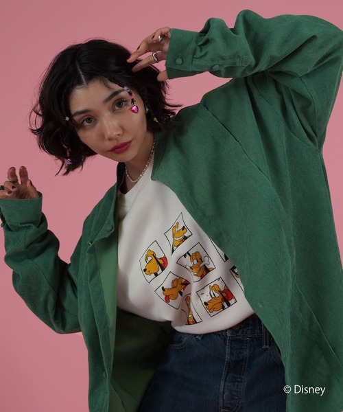 TINA:JOJUN(ティーナジョジュン)の「ユニセックス コーデュロイシャツ TINA:JOJUN(シャツ/ブラウス・レディース・グリーン/キャメル・M)」の1枚目の写真