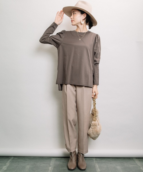 ELVENCE DEUX(エルベンスドゥ)の「シルケットカタギャザーPO(Tシャツ/カットソー・レディース・ブラウン/チャコールグレー/グレー系その他・FREE)」の18枚目の写真