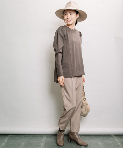 ELVENCE DEUX(エルベンスドゥ)の「シルケットカタギャザーPO(Tシャツ/カットソー・レディース・ブラウン/チャコールグレー/グレー系その他・FREE)」の17枚目の写真