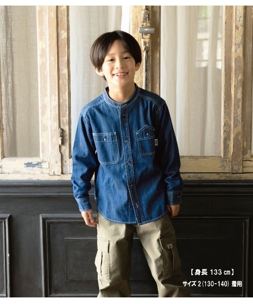 RUGGEDWORKS（ラゲッドワークス）の「DENIM SHIRT（シャツ/ブラウス・キッズ・ネイビー/ブルー・01/02/03/04）」の2枚目の写真