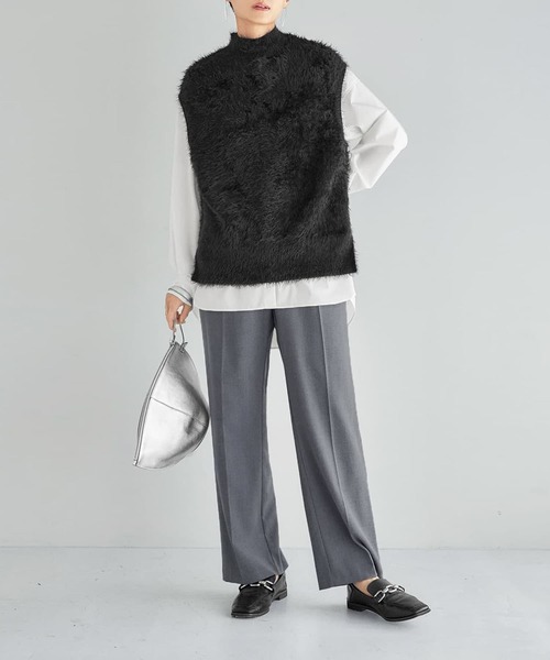 STYLE DELI(スタイルデリ)の「ふわふわシャギーハイネックベスト(ベスト・レディース・ブラック/ブラウン系・FREE)」の8枚目の写真