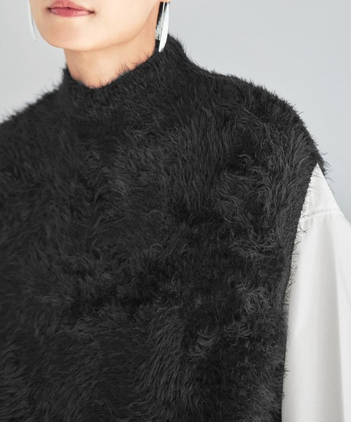 STYLE DELI(スタイルデリ)の「ふわふわシャギーハイネックベスト(ベスト・レディース・ブラック/ブラウン系・FREE)」の14枚目の写真