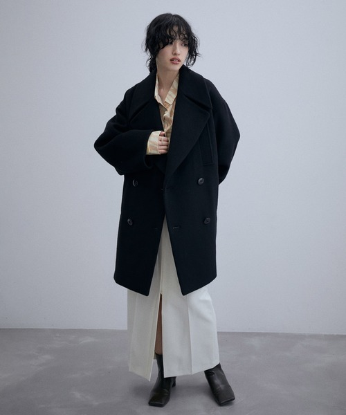 ADAM ET ROPE'（アダムエロペ）の「【サステナブル】ビッグラペルコート（その他アウター・レディース・チャコールグレー/ブラック/クリーム・FREE）」の17枚目の写真