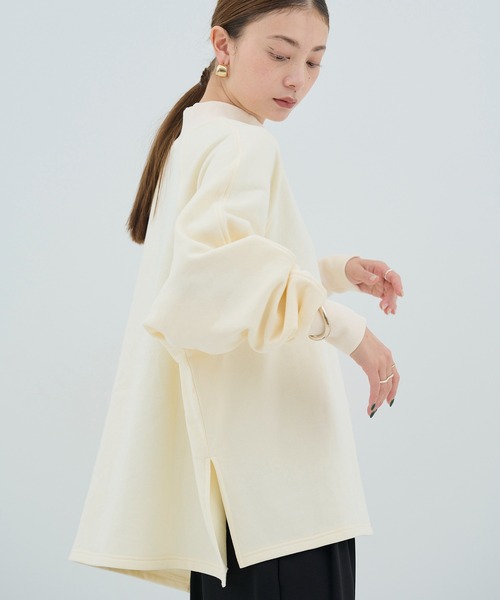 HANNE（アン）の「【by kumika】モックネックラグランスウェット（スウェット・レディース・アイボリー/グレー・フリー）」の3枚目の写真