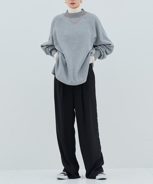 HANNE（アン）の「【by kumika】モックネックラグランスウェット（スウェット・レディース・アイボリー/グレー・フリー）」の5枚目の写真